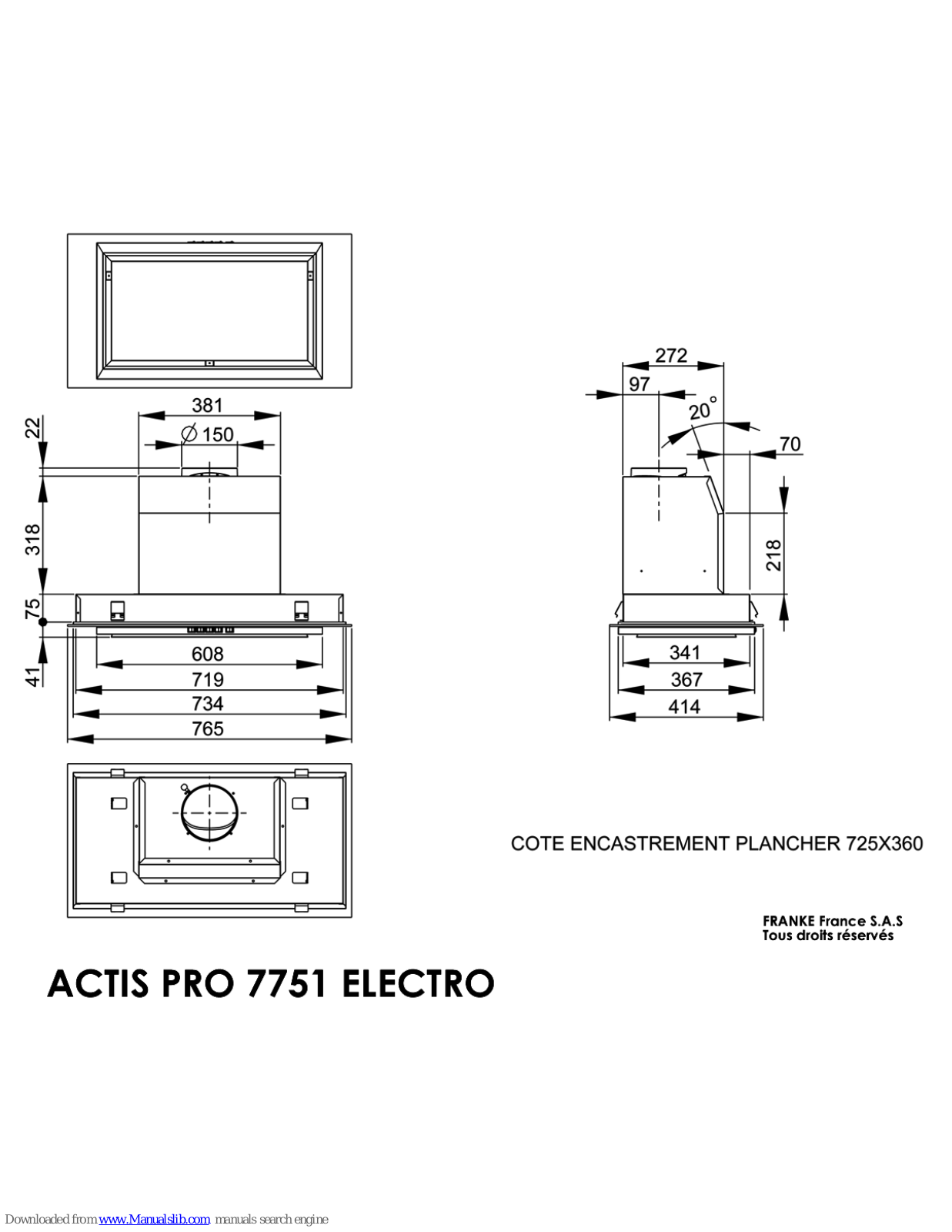 ROBLIN ACTIS PRO 7751 ELECTRO Dimensions - ManualMachine.com