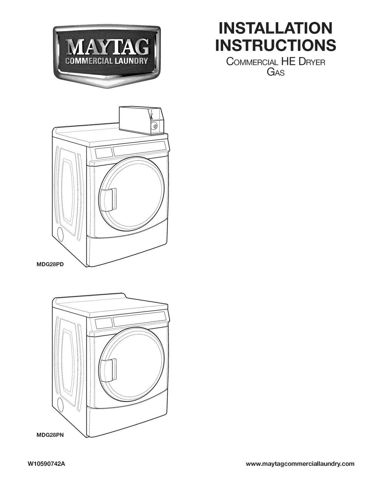 Maytag MDG28PDCGW0 Installation Guide