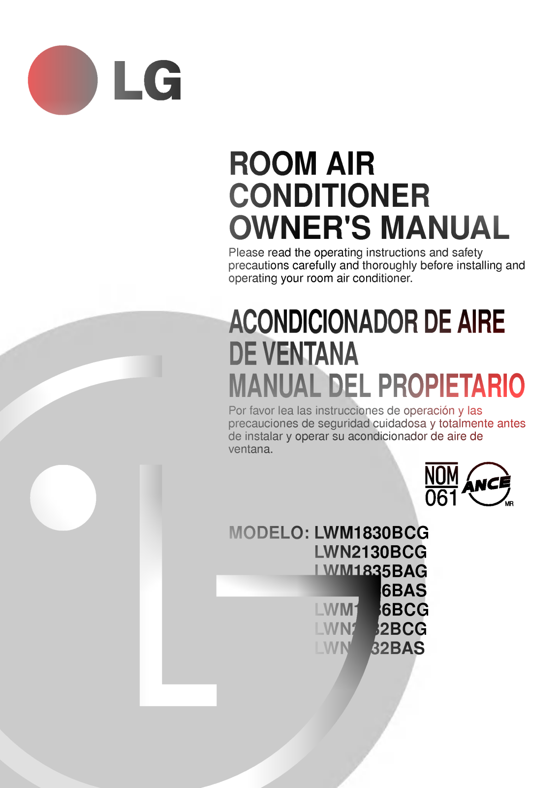 LG LWM1836BCG Owner's Manual