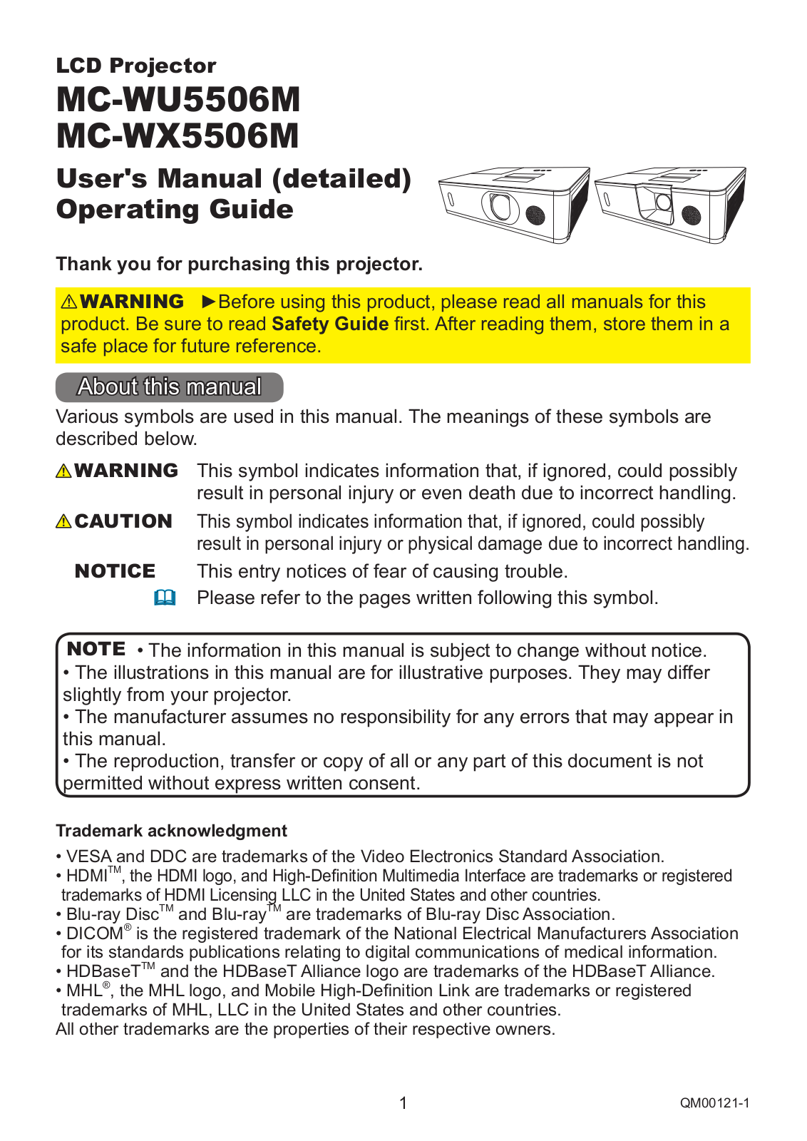 Maxell MC-WU5506M User Manual