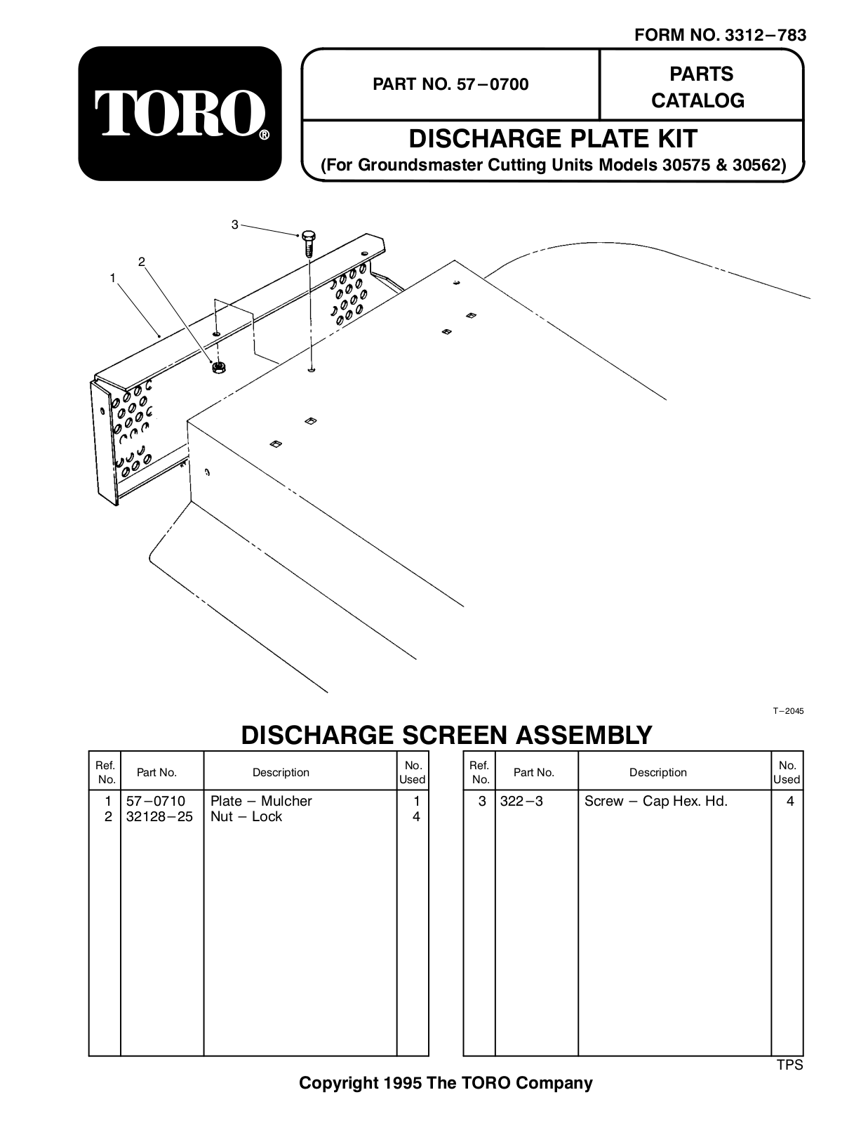 Toro 57-0700 Parts Catalogue