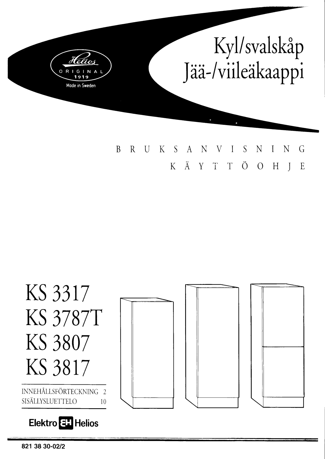 Elektro helios KS3817, KS3807, KS3787T, KS3317 User Manual