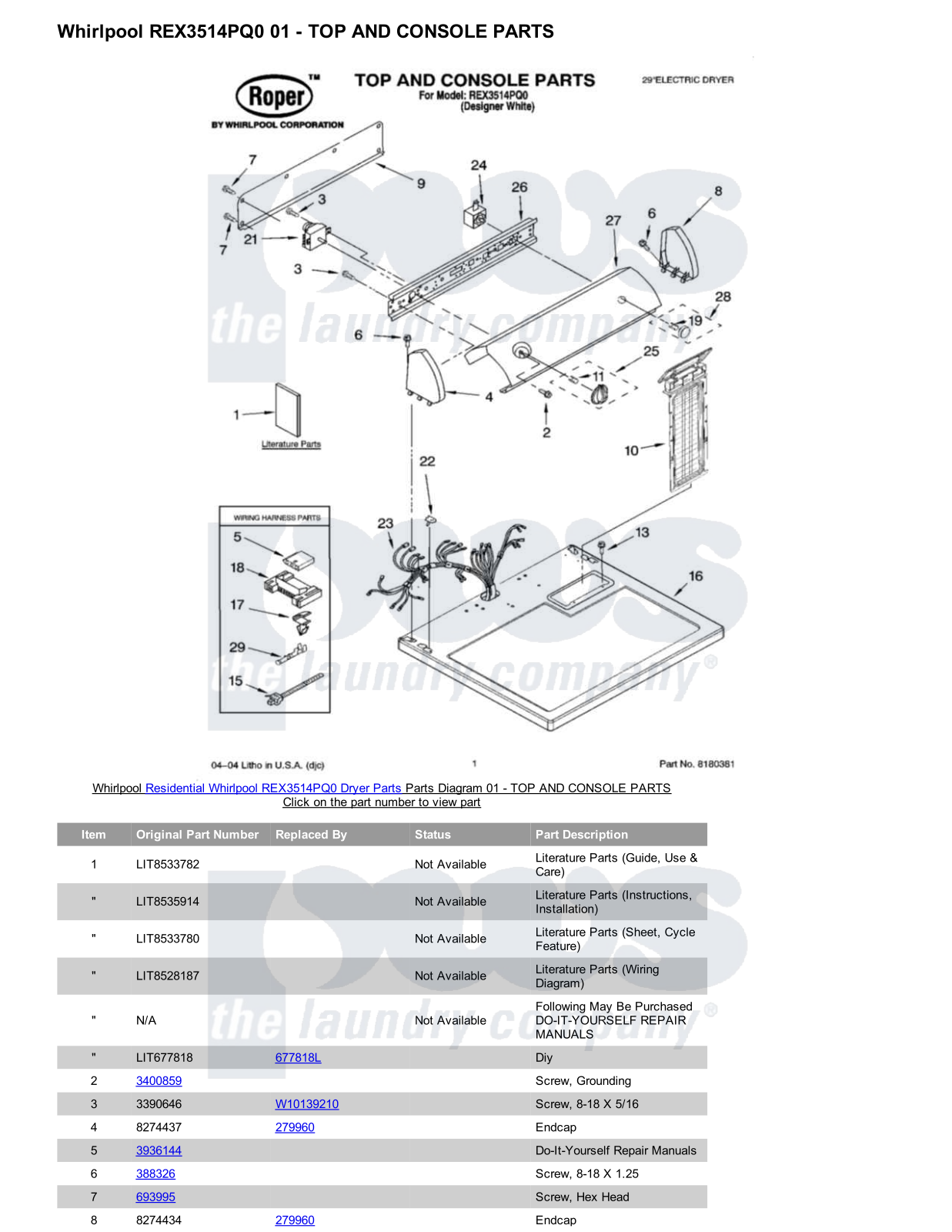 Whirlpool REX3514PQ0 Parts Diagram