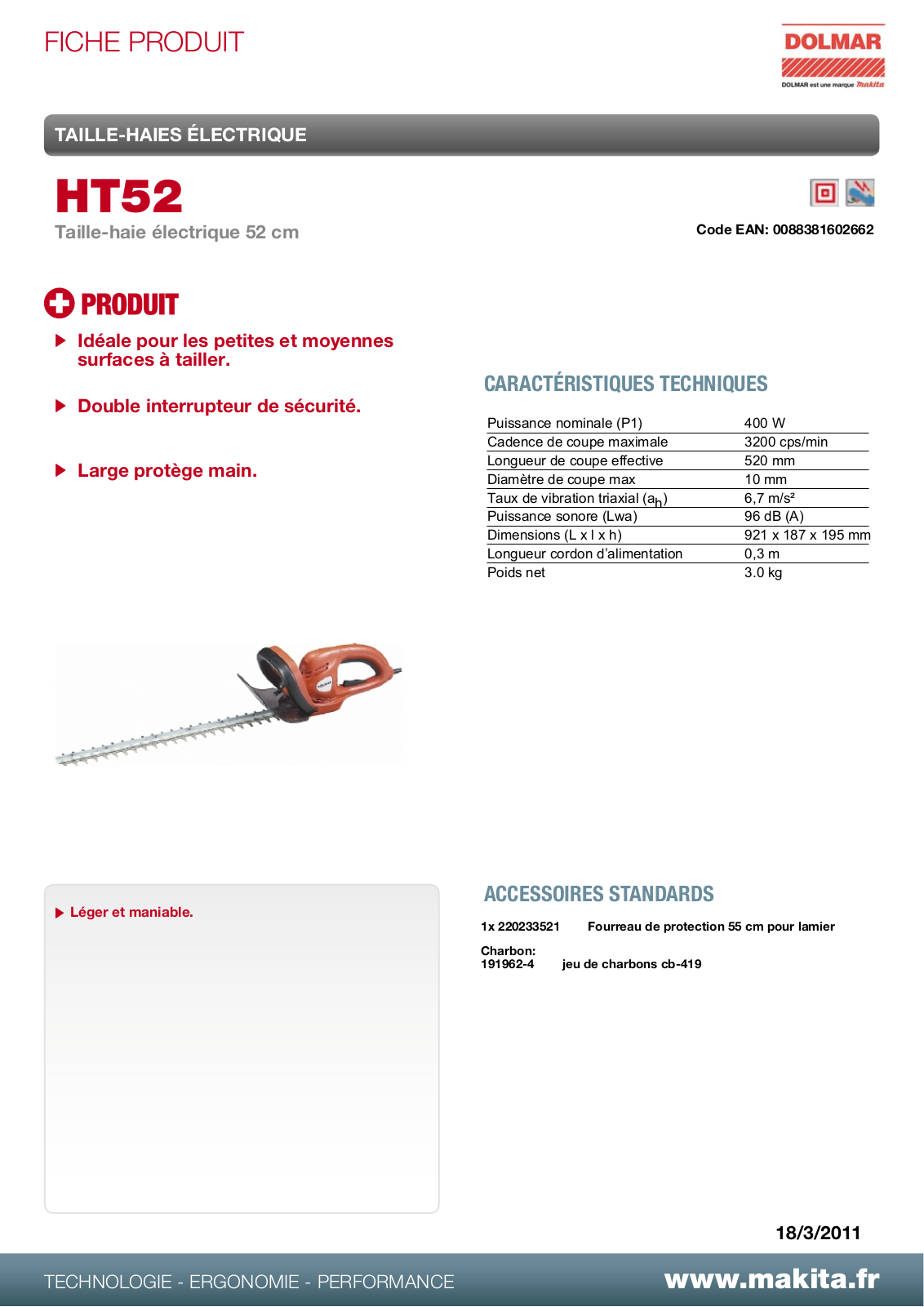 Dolmar HT52 Technical Description