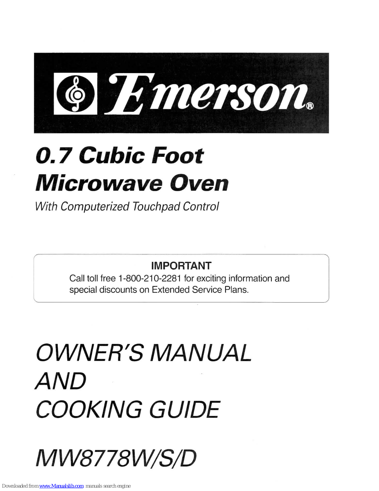 Emerson MW8778W, MW8778S, MW8778D Owner's Manual