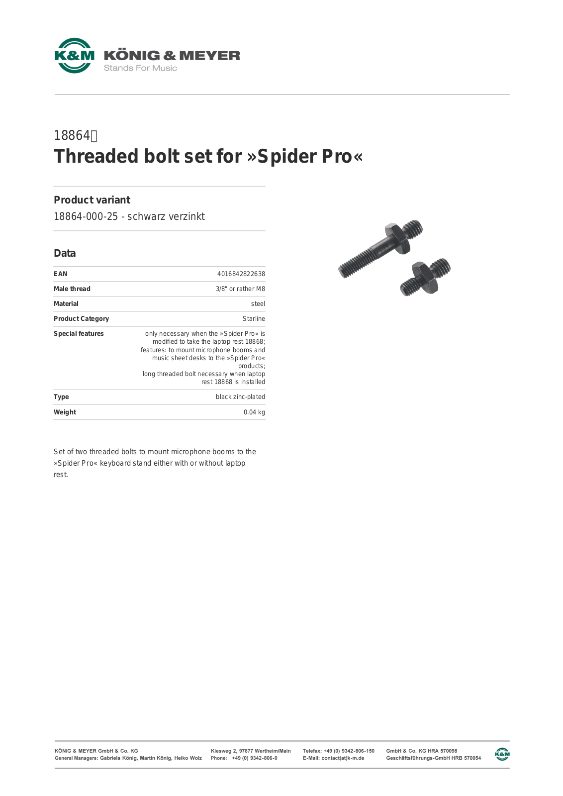 K&M 18864 Data Sheet