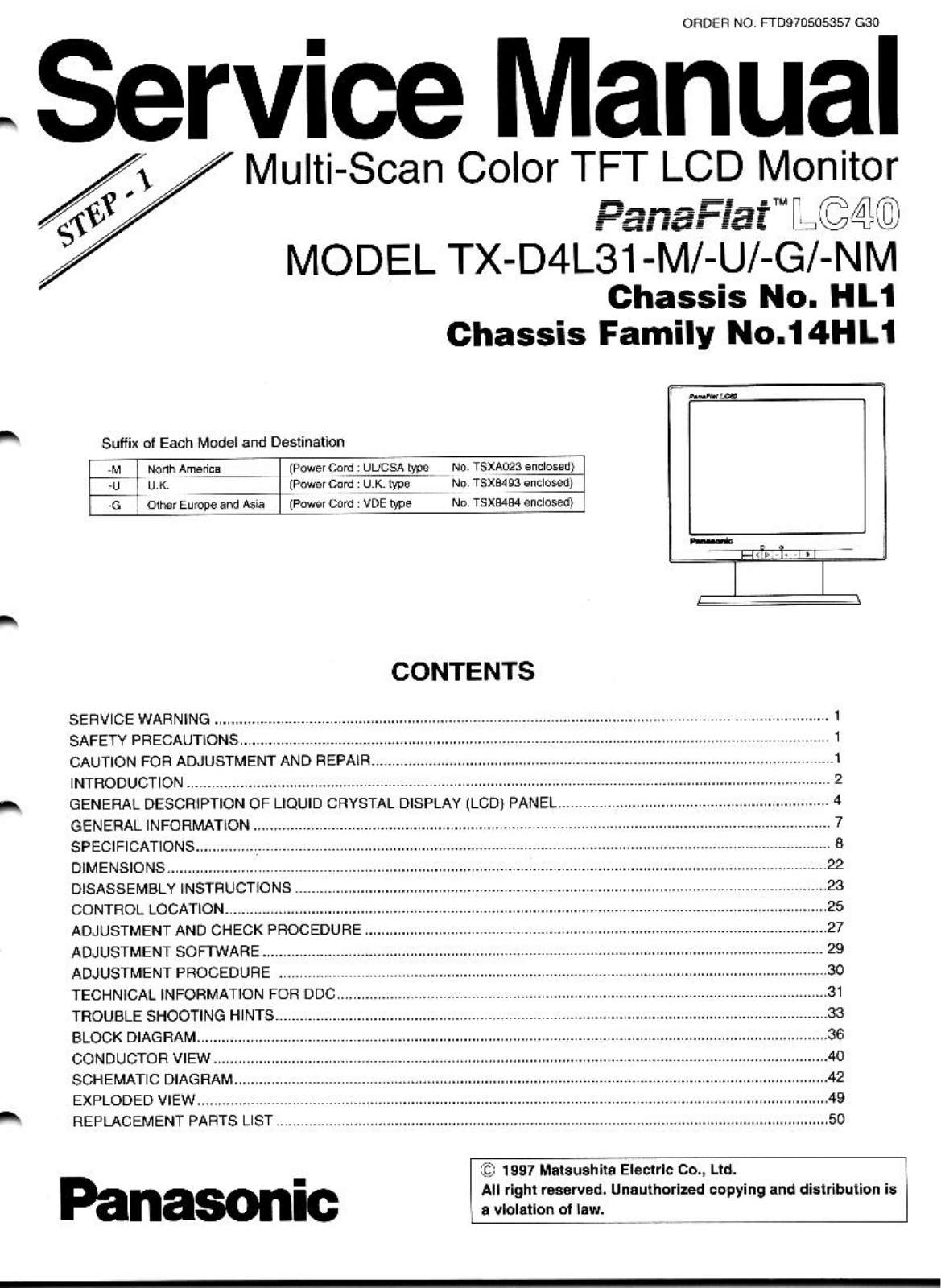 Panasonic Panaflat LC40 Schematic