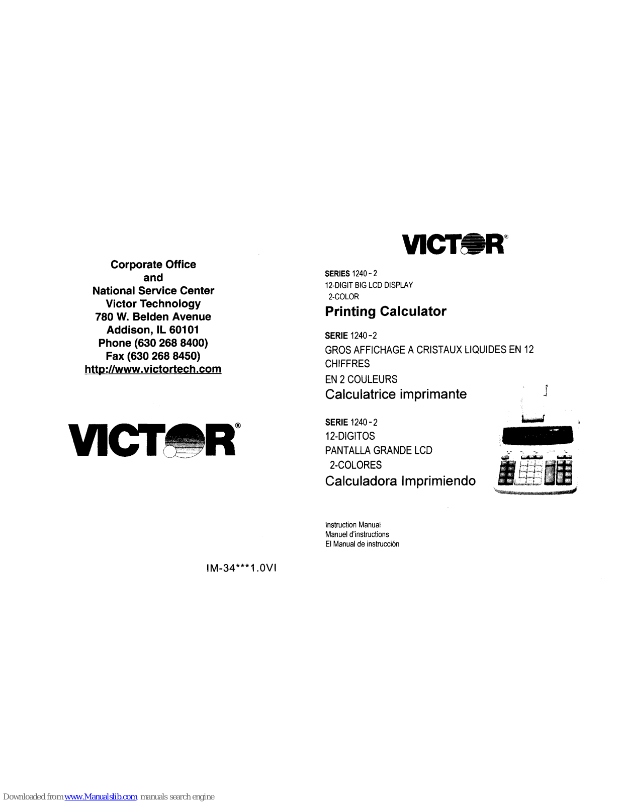 Victor 1240-2 Series, VCT12402 Instruction Manual