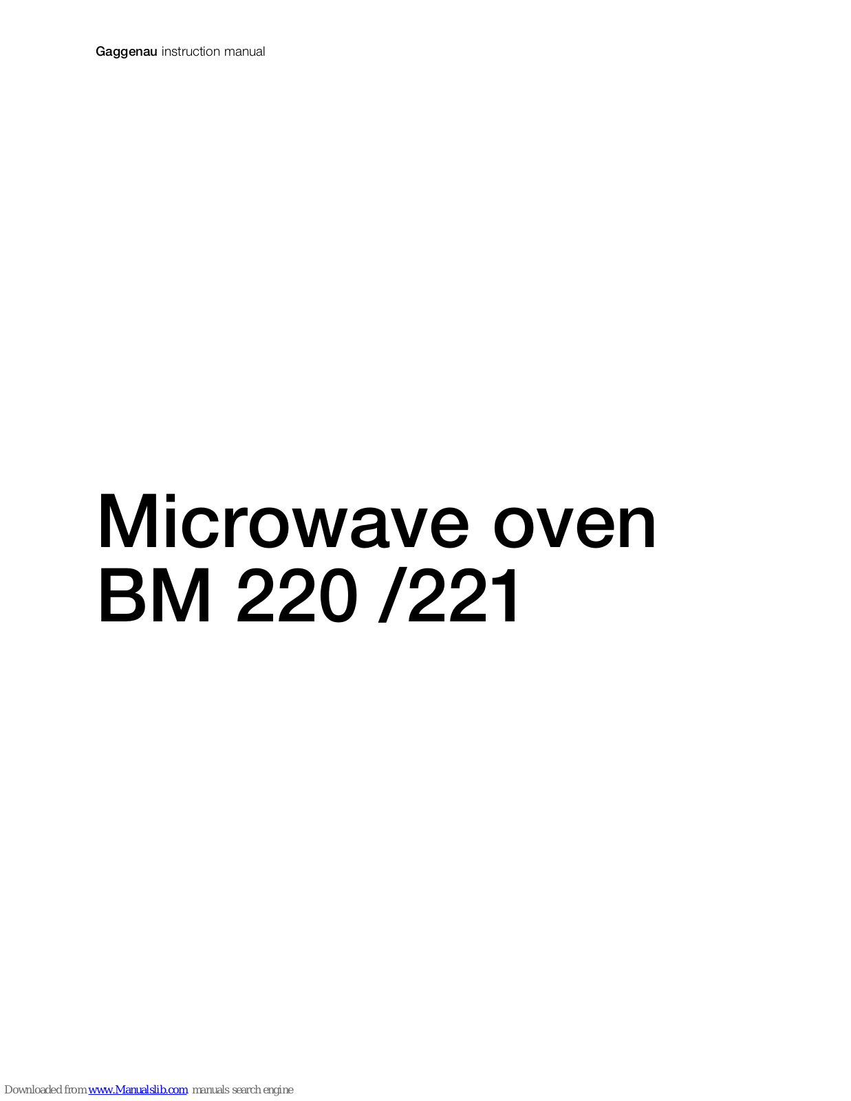 Gaggenau BM 220/221, BM 220, BM 221 Instruction Manual