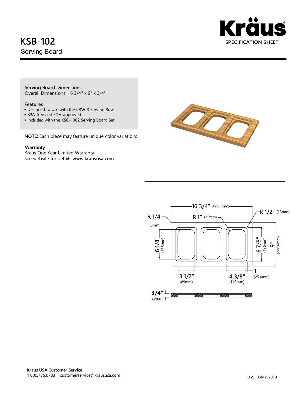 Kraus KSC1002BB Specs