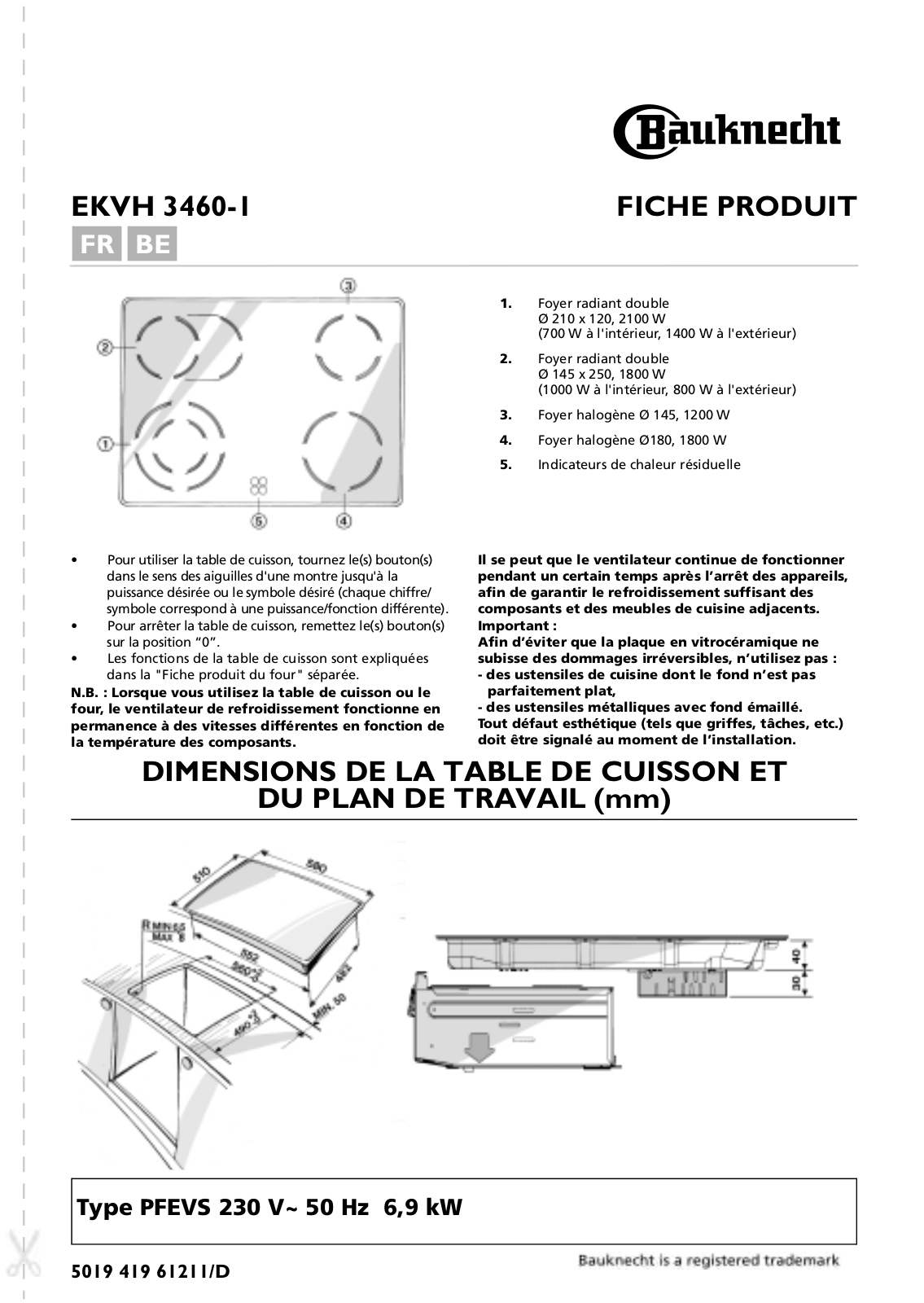 bauknecht EKVH 3460-1 Product sheet