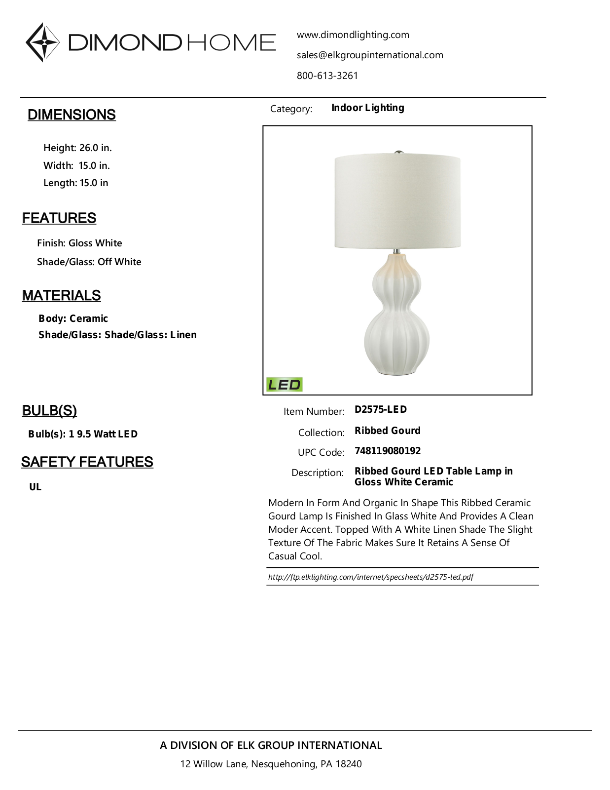 ELK Home D2575LED User Manual