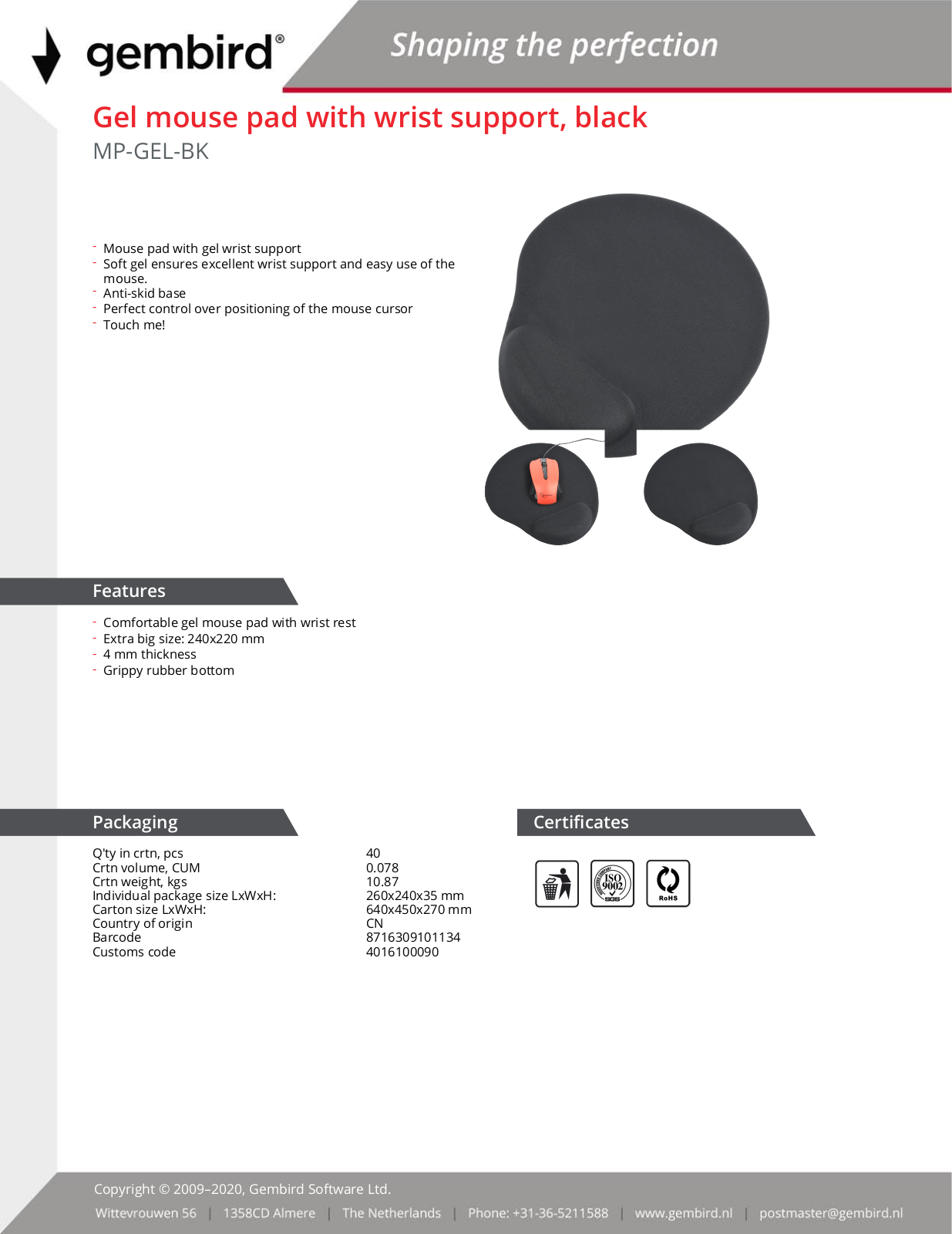 Gembird MP-GEL-BK User Manual - ManualMachine.com