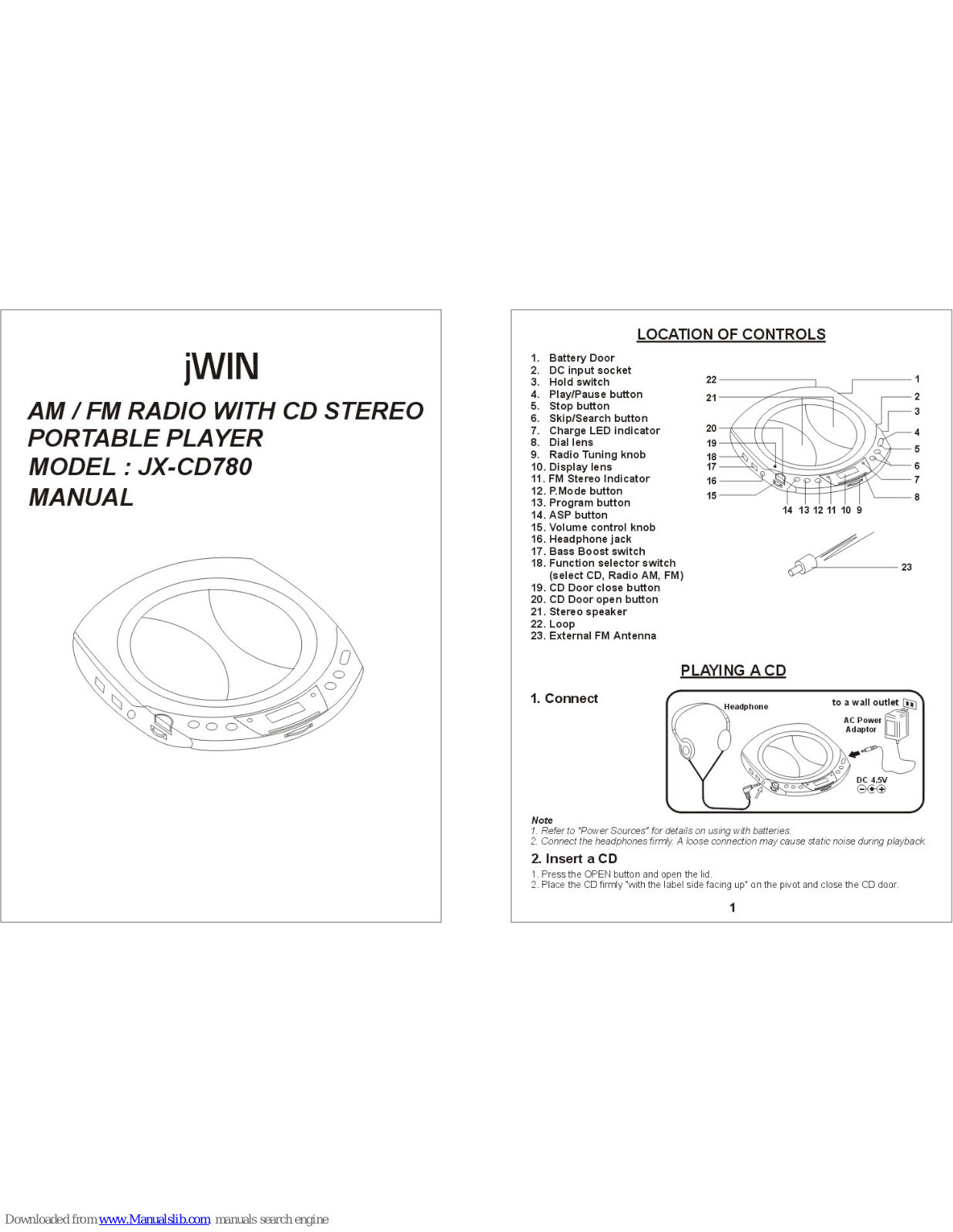 jWIN JX-CD780 User Manual