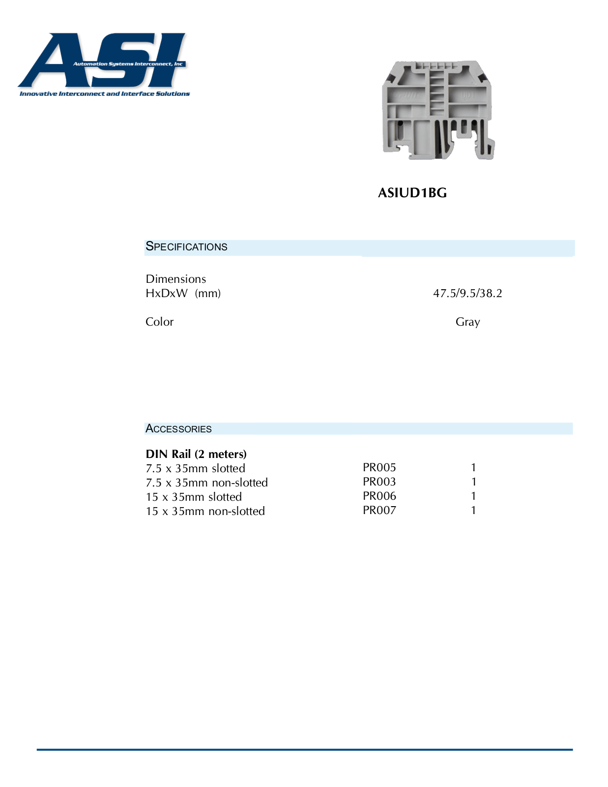 ASI-Automation Systems Interconnect ASIUD1BG Data Sheet