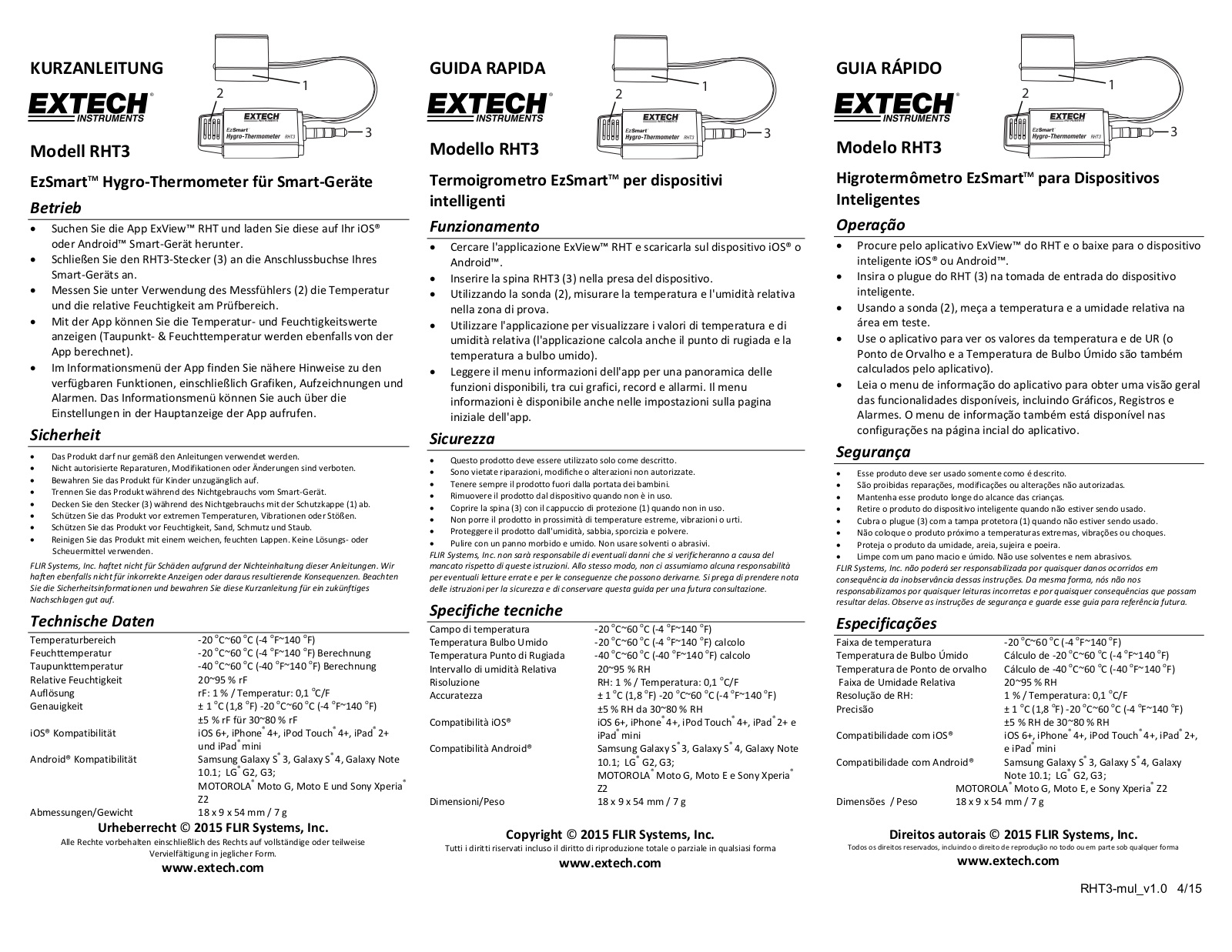 Extech RHT3 User Manual