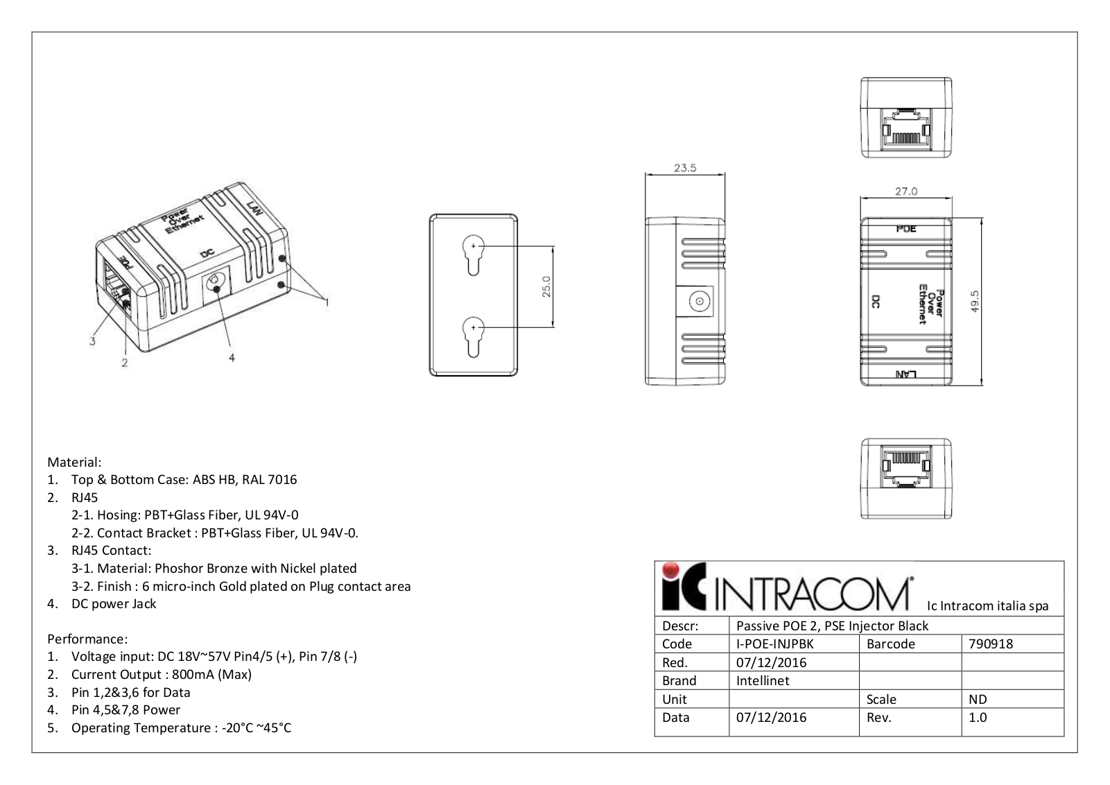 Intellinet I-POE-INJPBK Drawing - ManualMachine.com