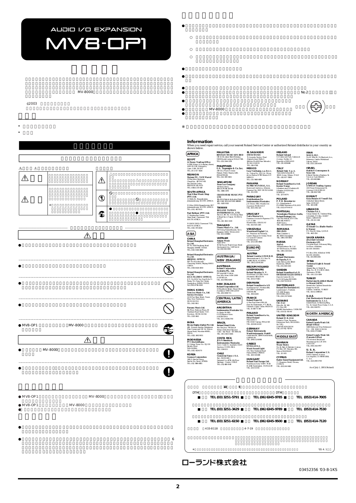 Roland MV8-OP1 User Manual