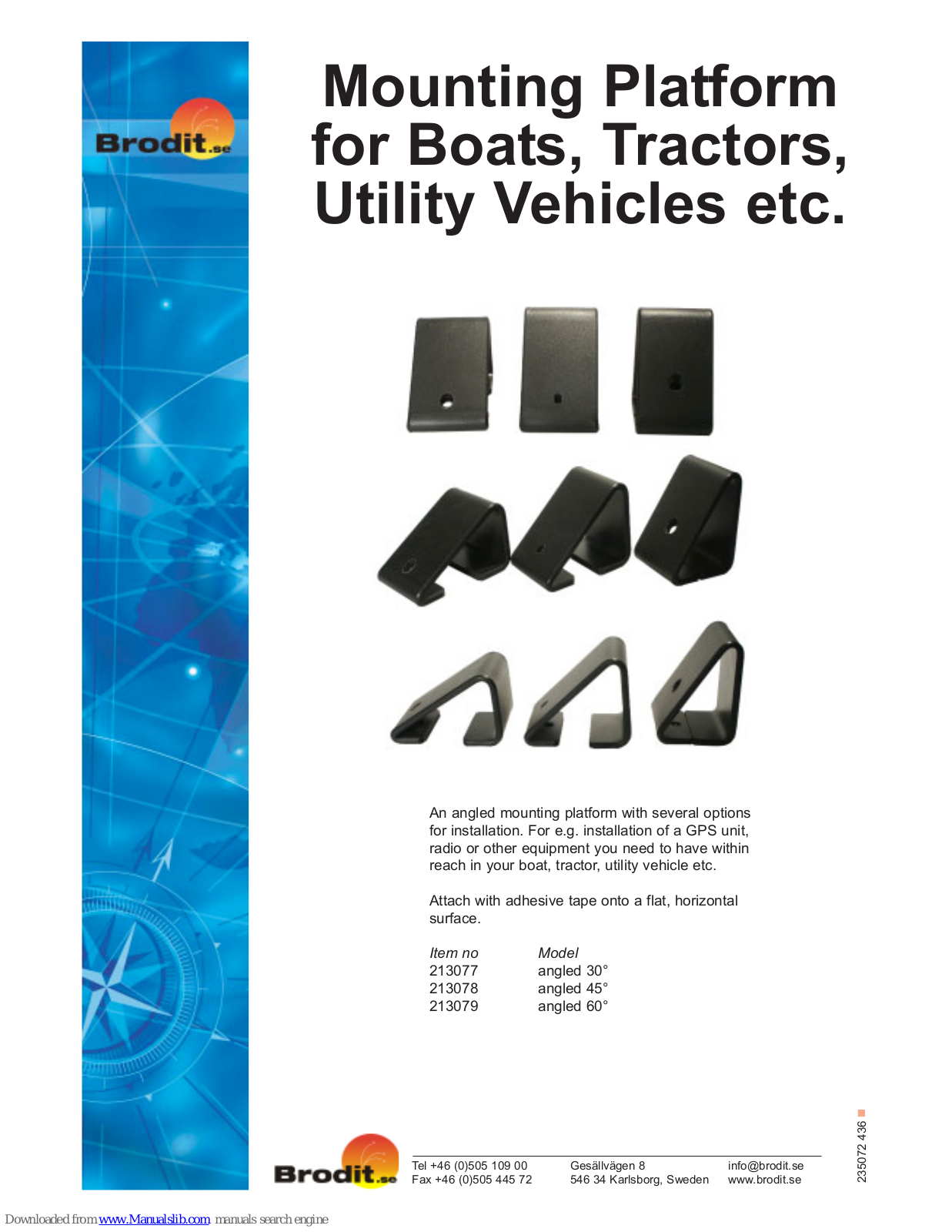 Brodit angled 30, angled 45, angled 60, 213077, 213078 Brochure - ManualMachine.com
