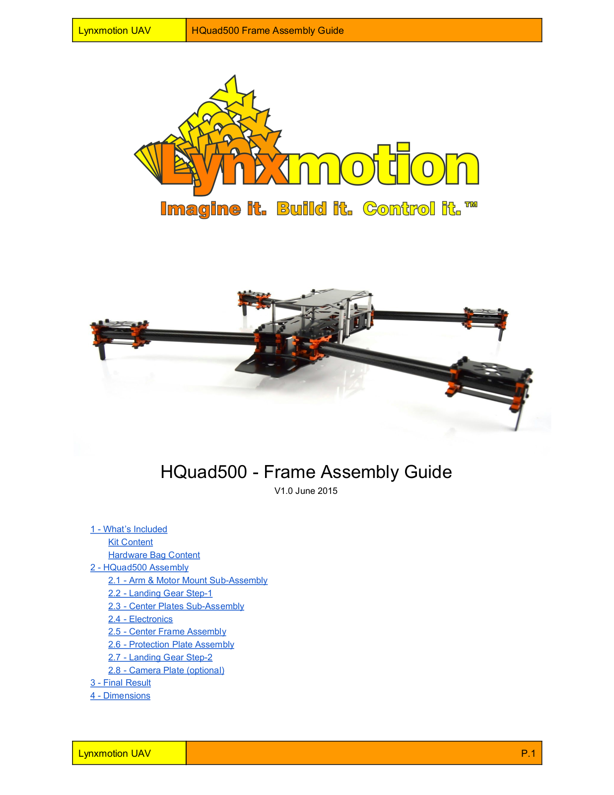 Lynxmotion HQuad500 Assembly Manual