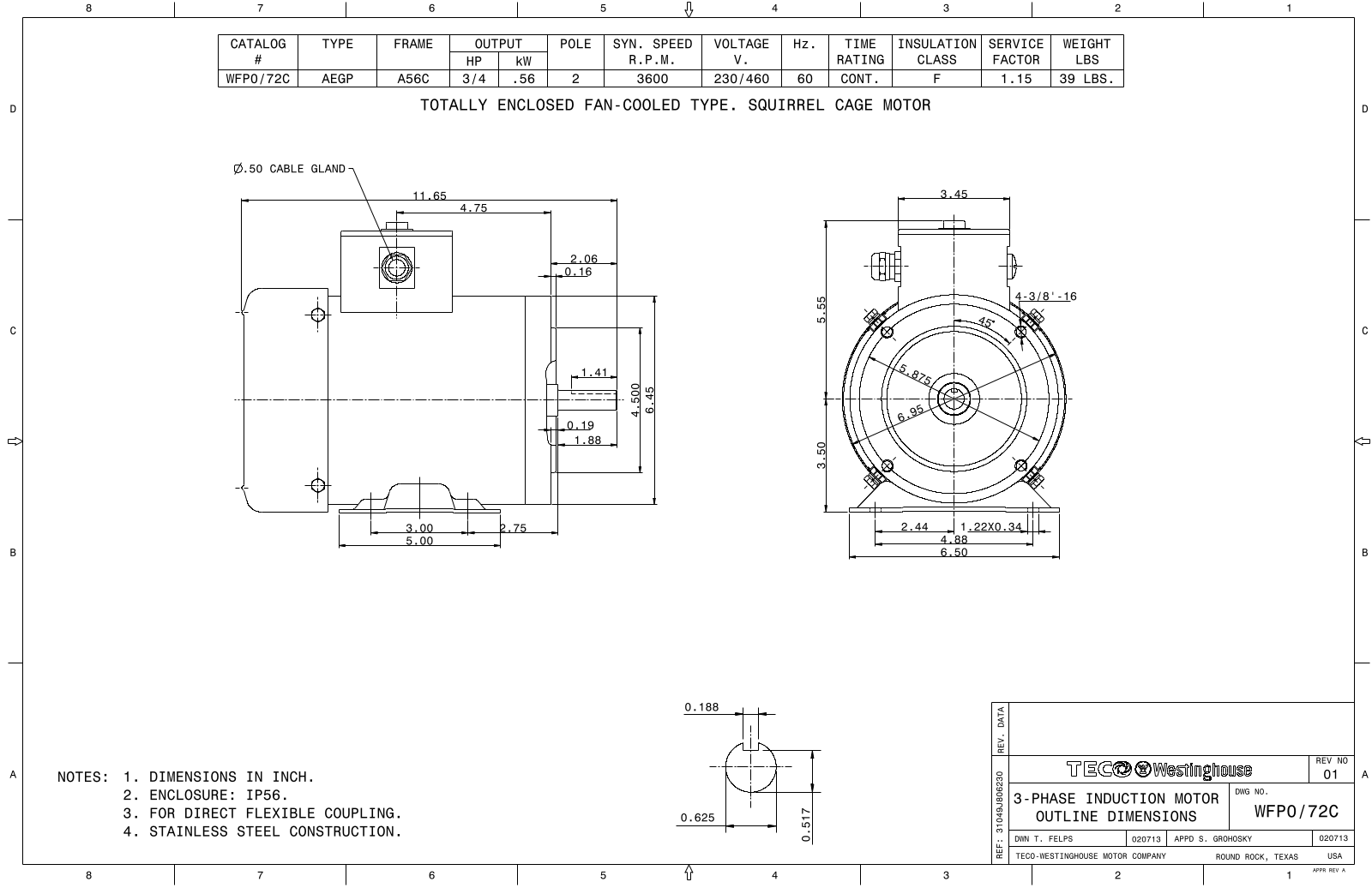 Teco WFP0/72C Reference Drawing