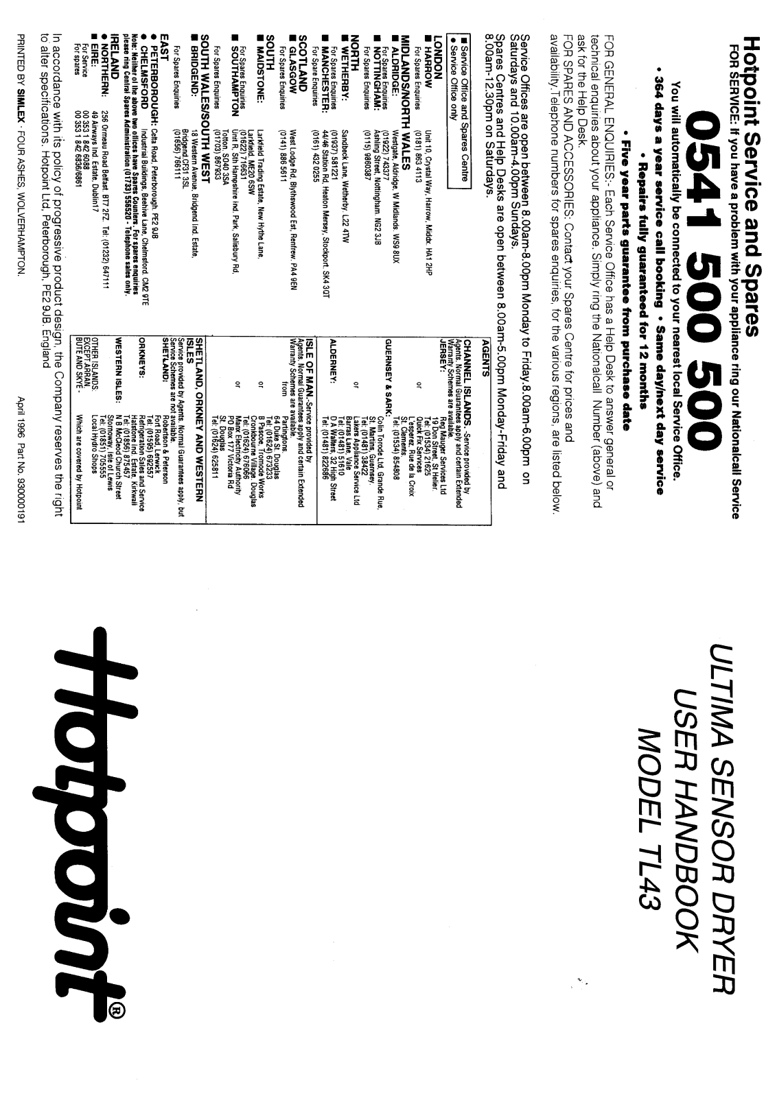 Hotpoint-Ariston HBTL43 User Manual