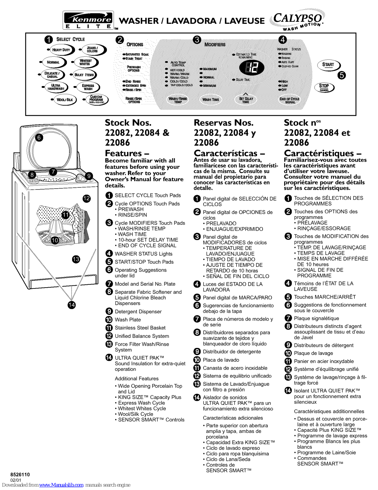 Kenmore Kalypso 22082, Kalypso 22084, Kalypso 22086 Owner's Manual - ManualMachine.com
