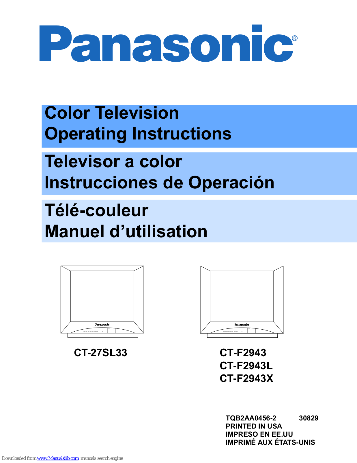 Panasonic CT-F2943, CT-F2943L, CT-F2943X Operating Instructions Manual