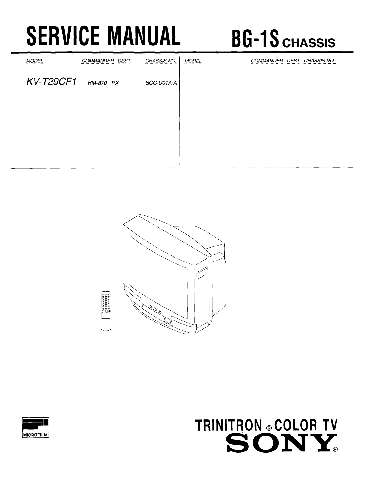 SONY KV-T29CF1 SERVICE MANUAL