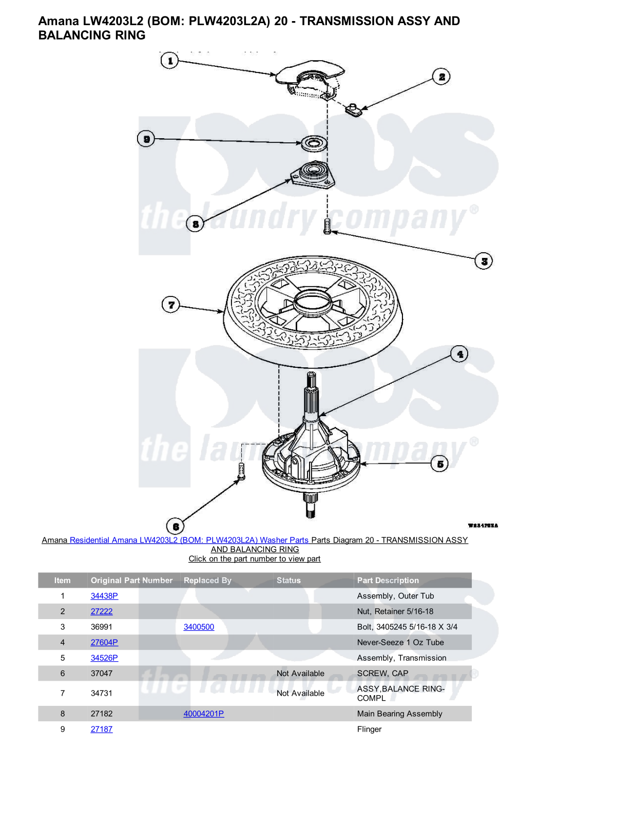 Amana LW4203L2 Parts Diagram