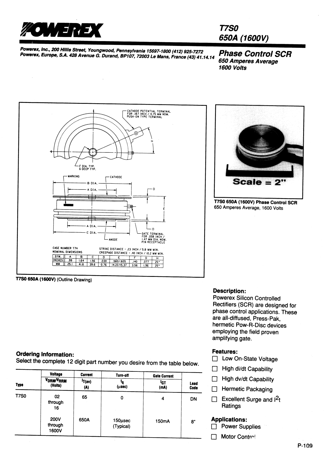 POWEREX T7S0166504DN, T7S0146504DN, T7S0126504DN, T7S0106504DN, T7S0066504DN Datasheet