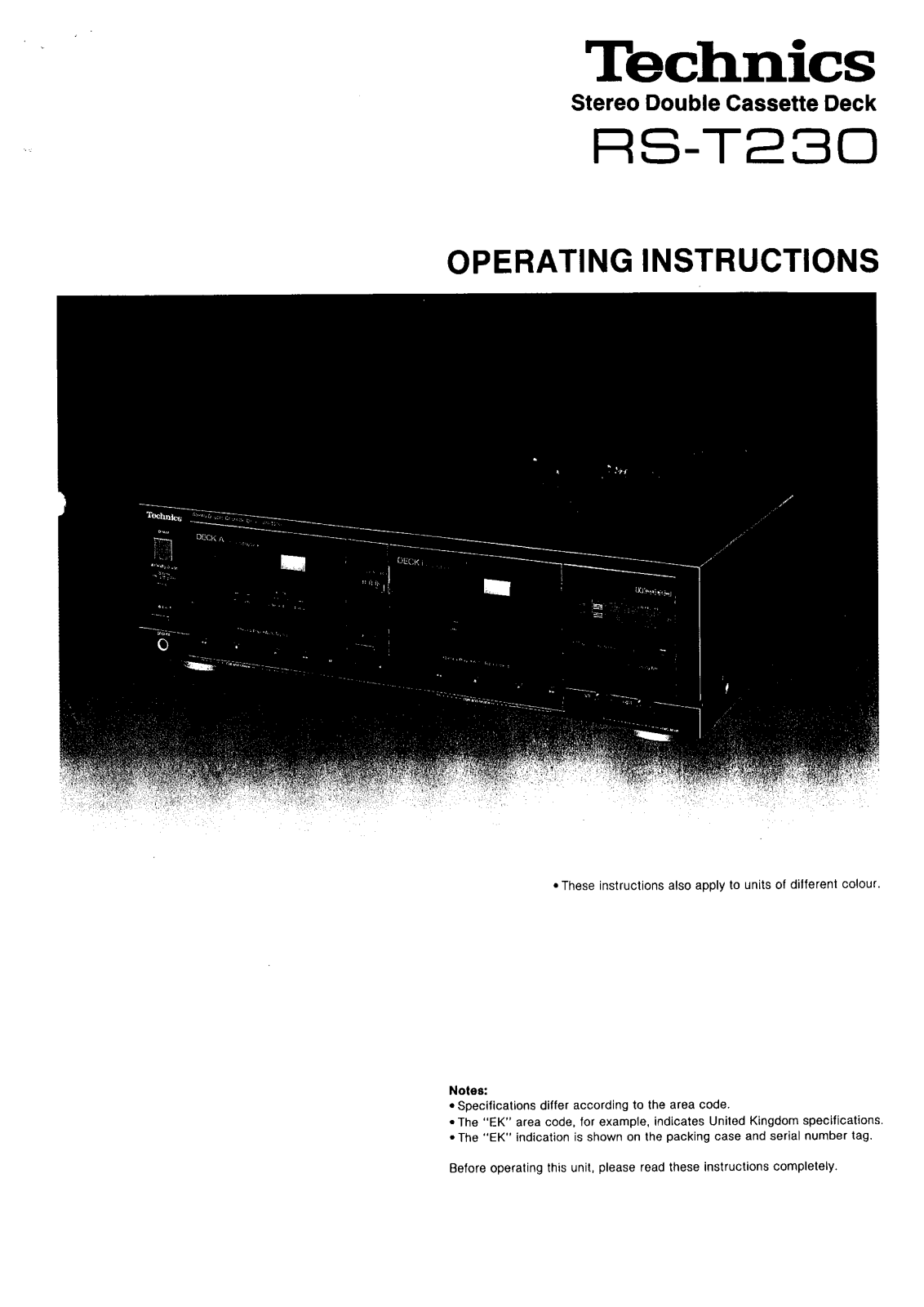 Panasonic RS-T230 User Manual