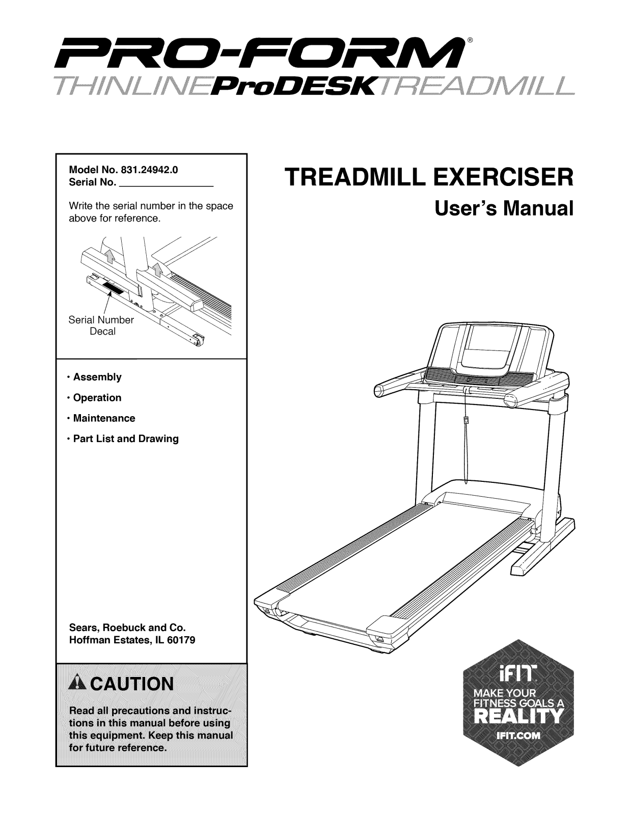 Proform 831249420 Owner’s Manual