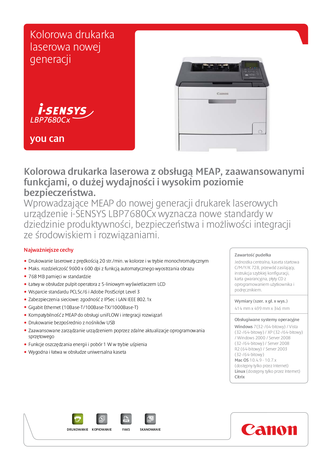 Canon I-SENSYS LBP7680CX BROCHURE