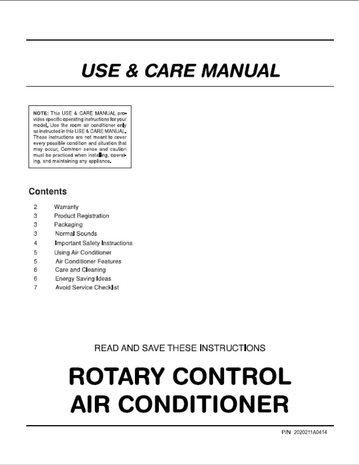 Frigidaire FAX052P7AD, FAX052P7AC, FAX052P7AB, FAX052P7AA Owner’s Manual