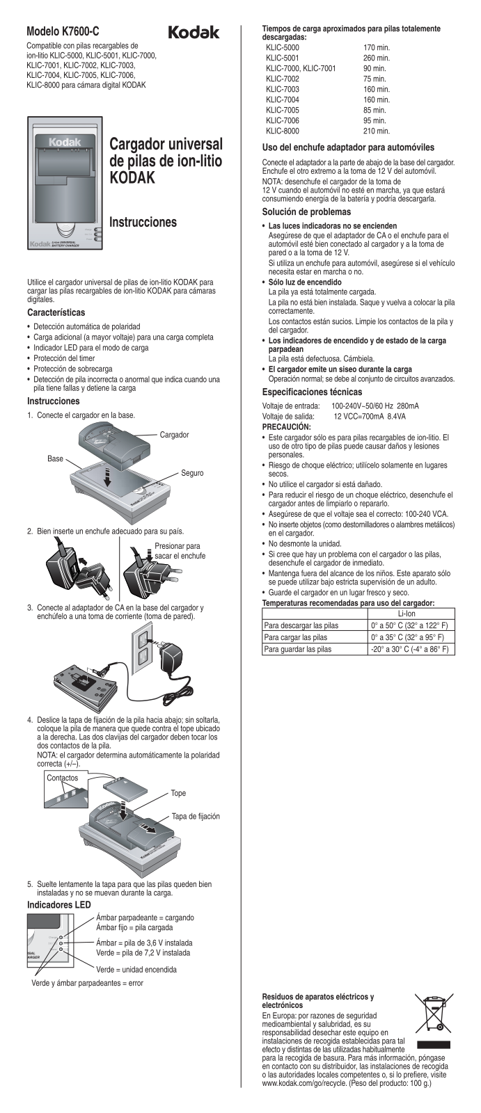 Kodak K7600-C User Manual