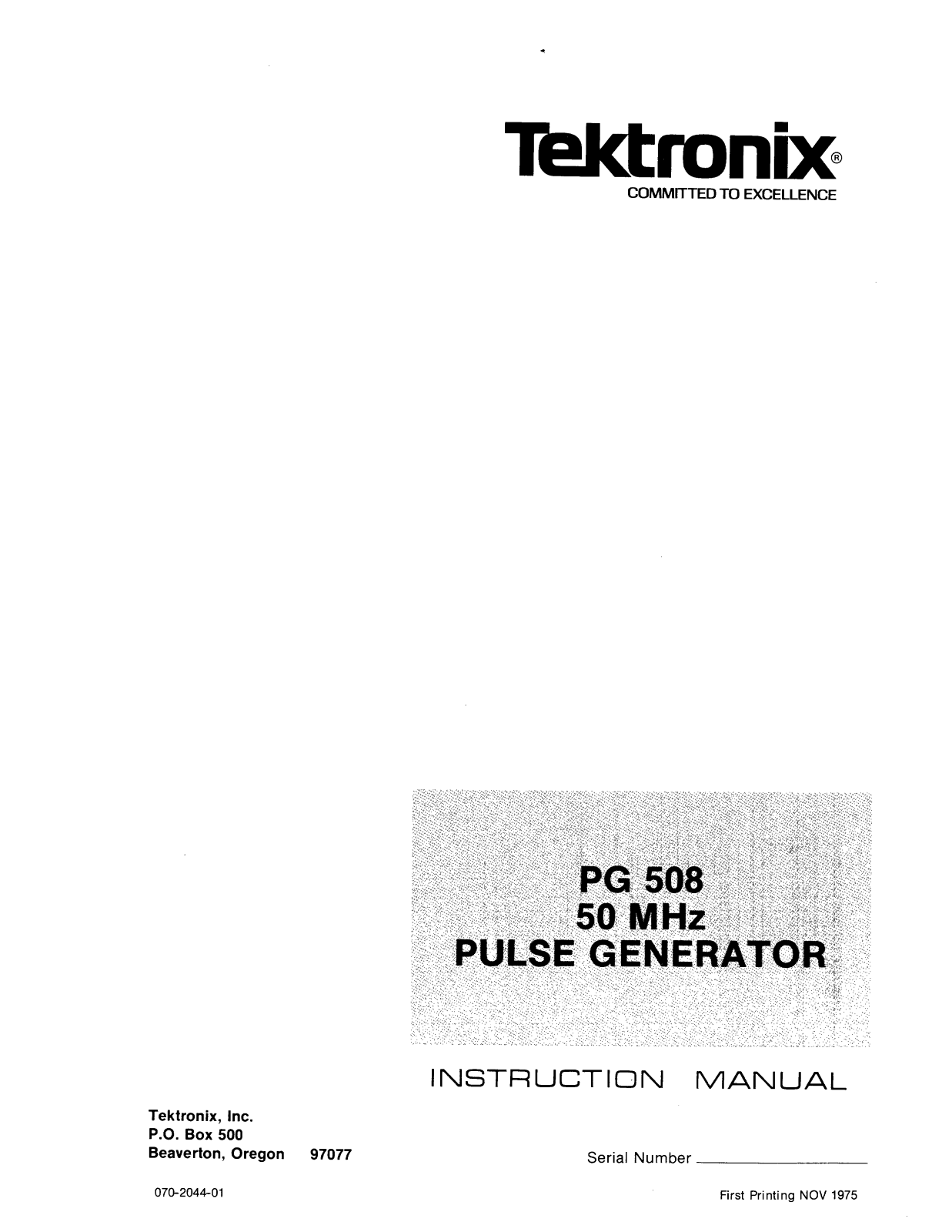 Tektronix PG 508 Service manual