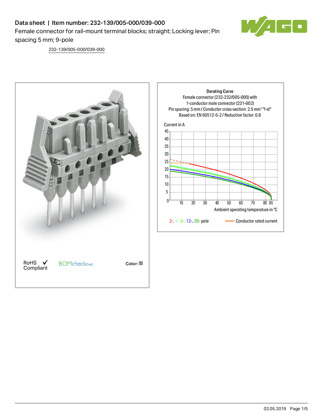 Wago 232-139/005-000/039-000 Data Sheet