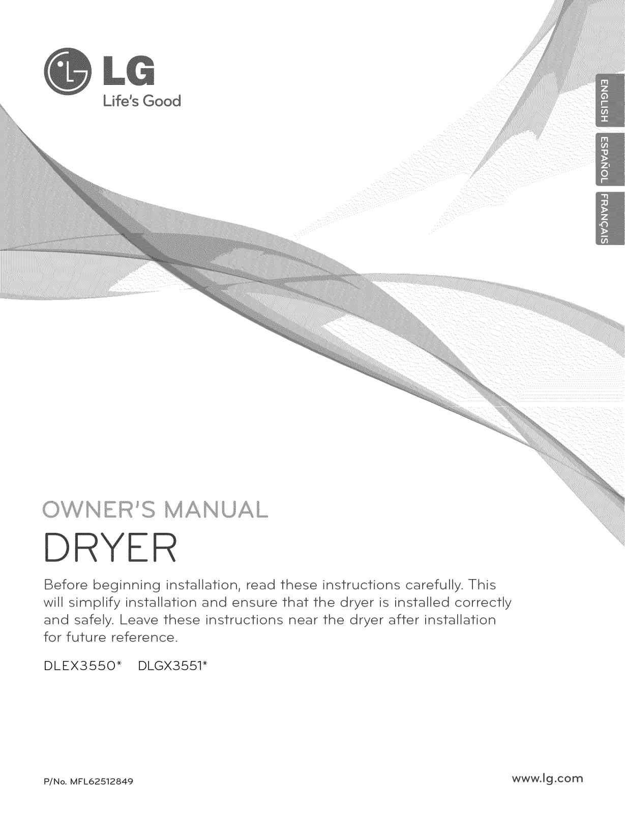 LG DLGX3551W, DLGX3551V, DLEX3550W Owner’s Manual