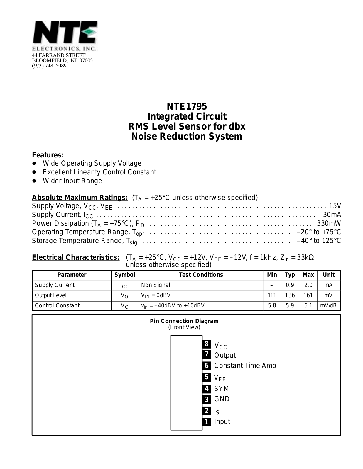 Datasheet NTE1795 Datasheet (NTE) - ManualMachine.com