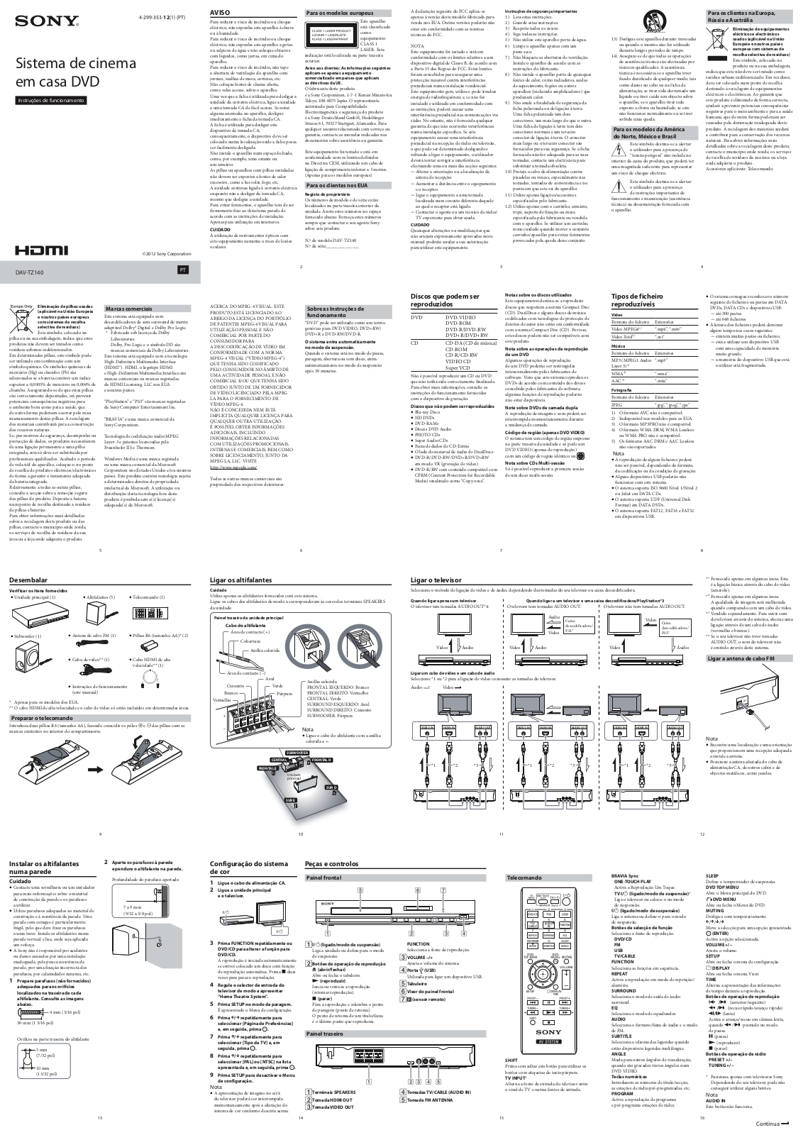 Sony DAV-TZ140 User Manual