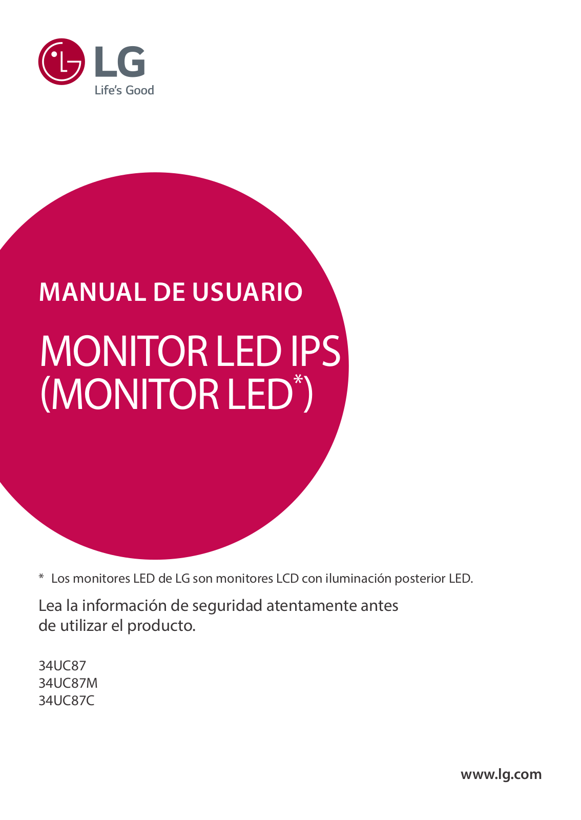 LG 34UC87C-B User Manual