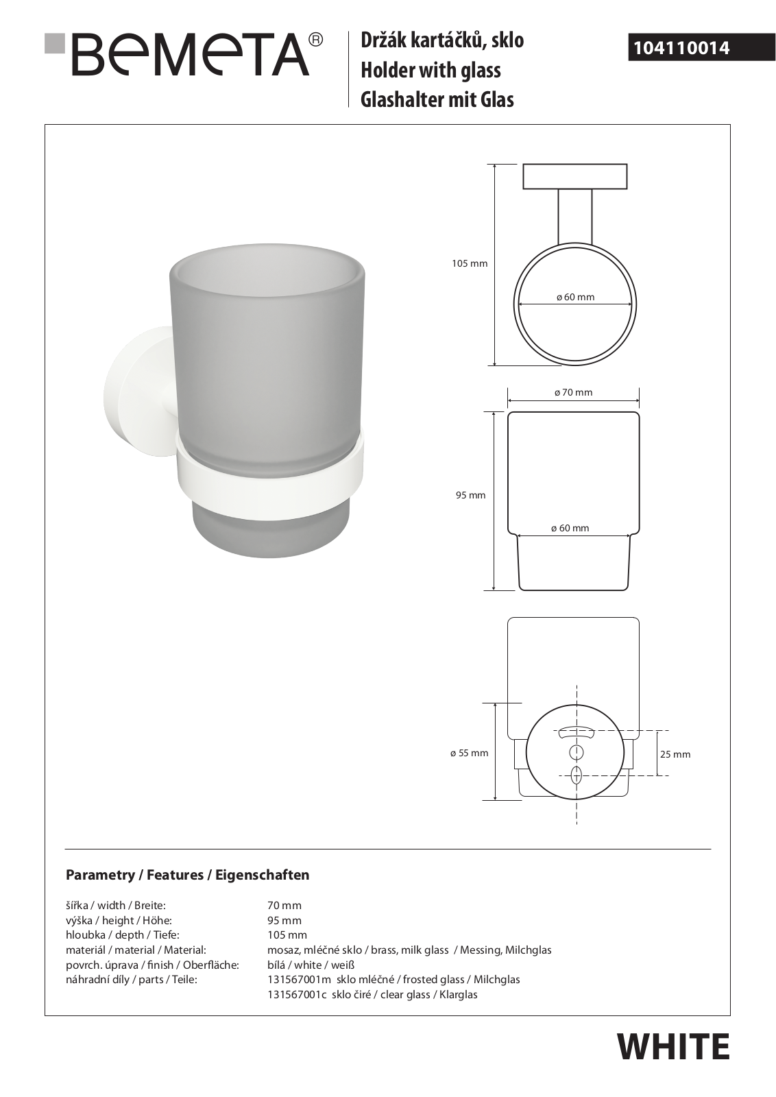 Bemeta White 104110014 User guide