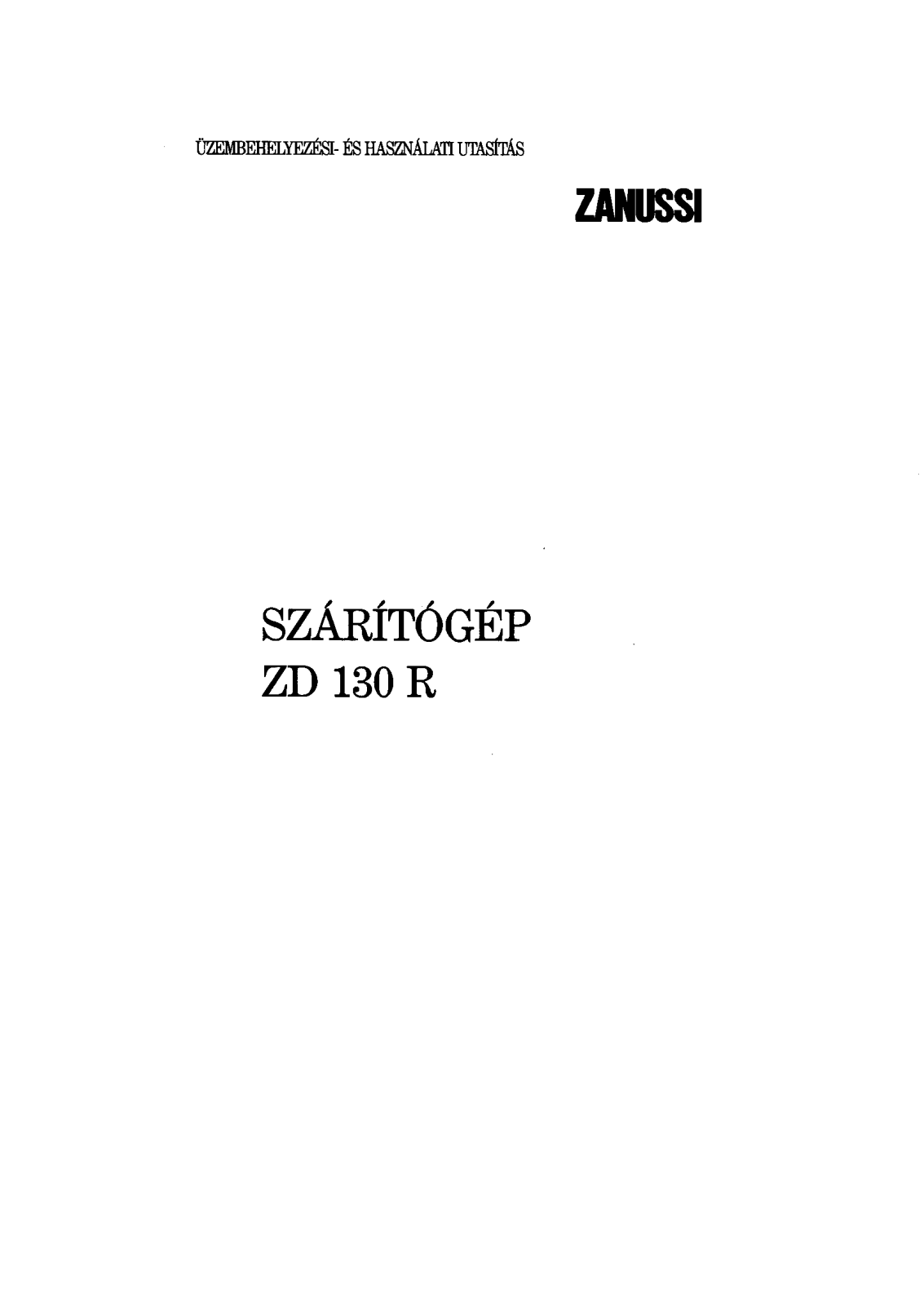 Zanussi ZD130R User Manual