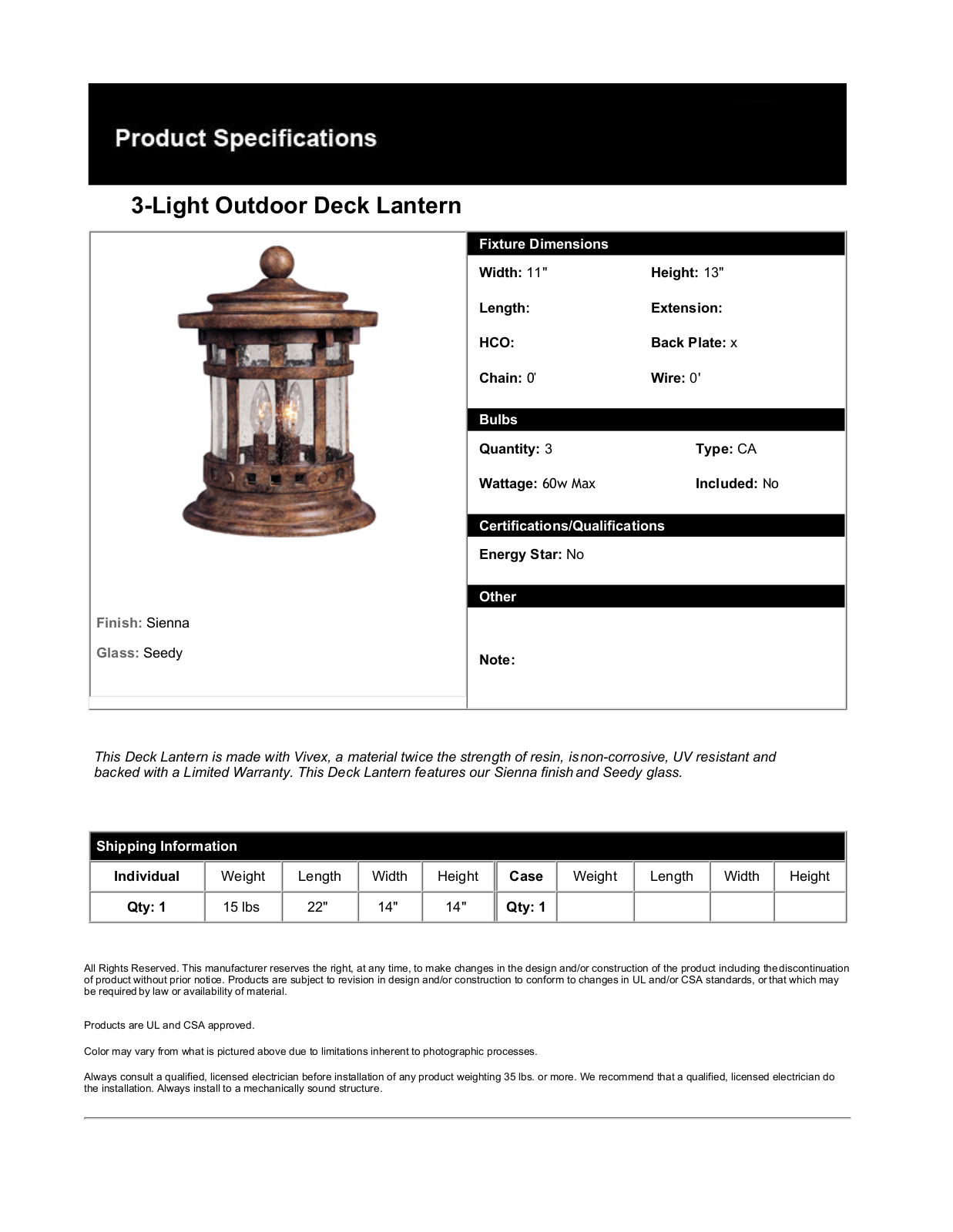 Loon Peak W004582764 Specifications - ManualMachine.com