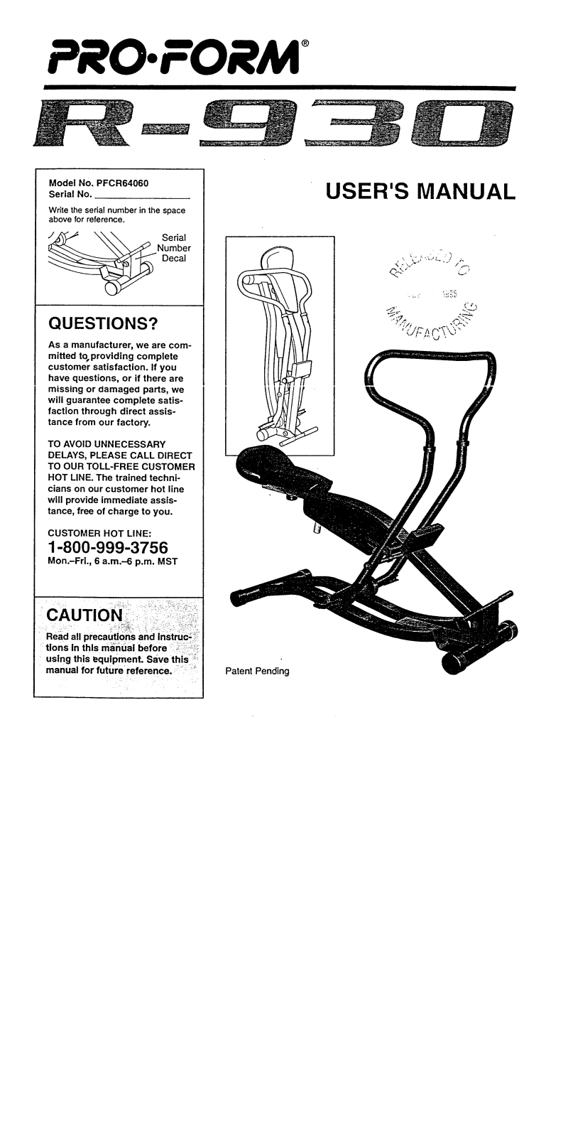 ProForm PFCR64060 User Manual