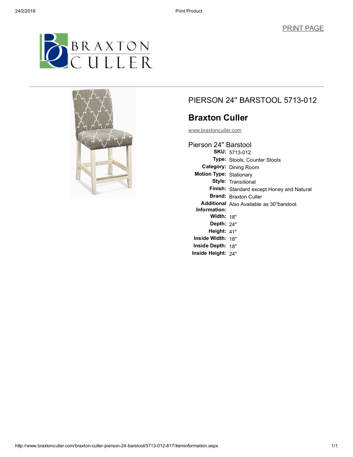 Braxton Culler BXCL1620 Specifications - ManualMachine.com