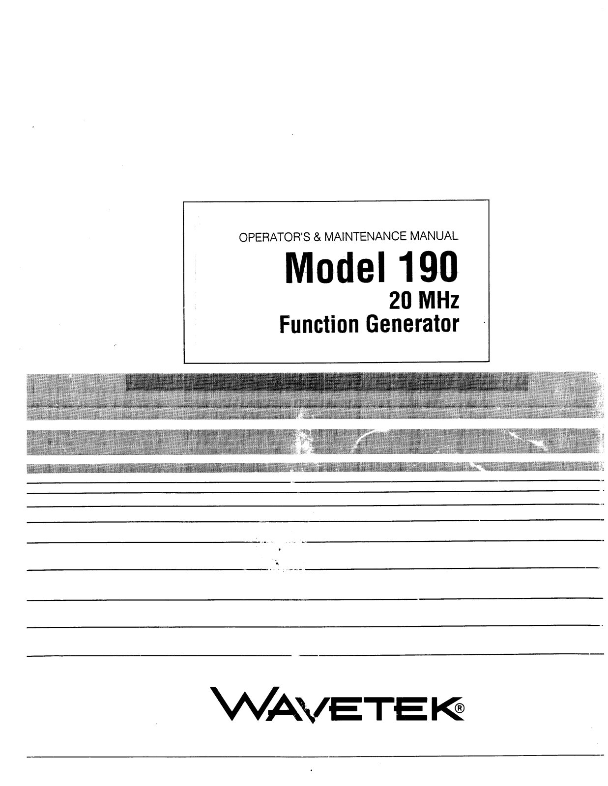 Wavetek 190 Service manual