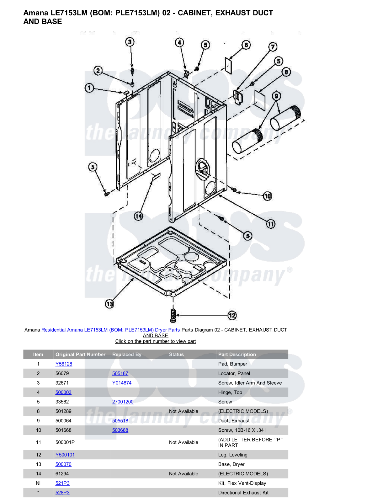 Amana LE7153LM Parts Diagram