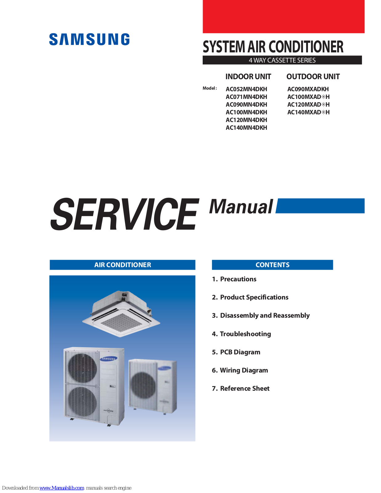 Samsung AC090MN4DKH, AC140MN4DKH, AC071MN4DKH, AC090MXADKH, AC100MXADKH Service Manual